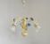 Vintage French 3 Light Chandelier with Blue & Yellow Leaf Glass Shades 5064