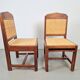 Dutch Art Deco Haagse School Oak and Rattan Webbing Chairs, 1930s, Set of 2