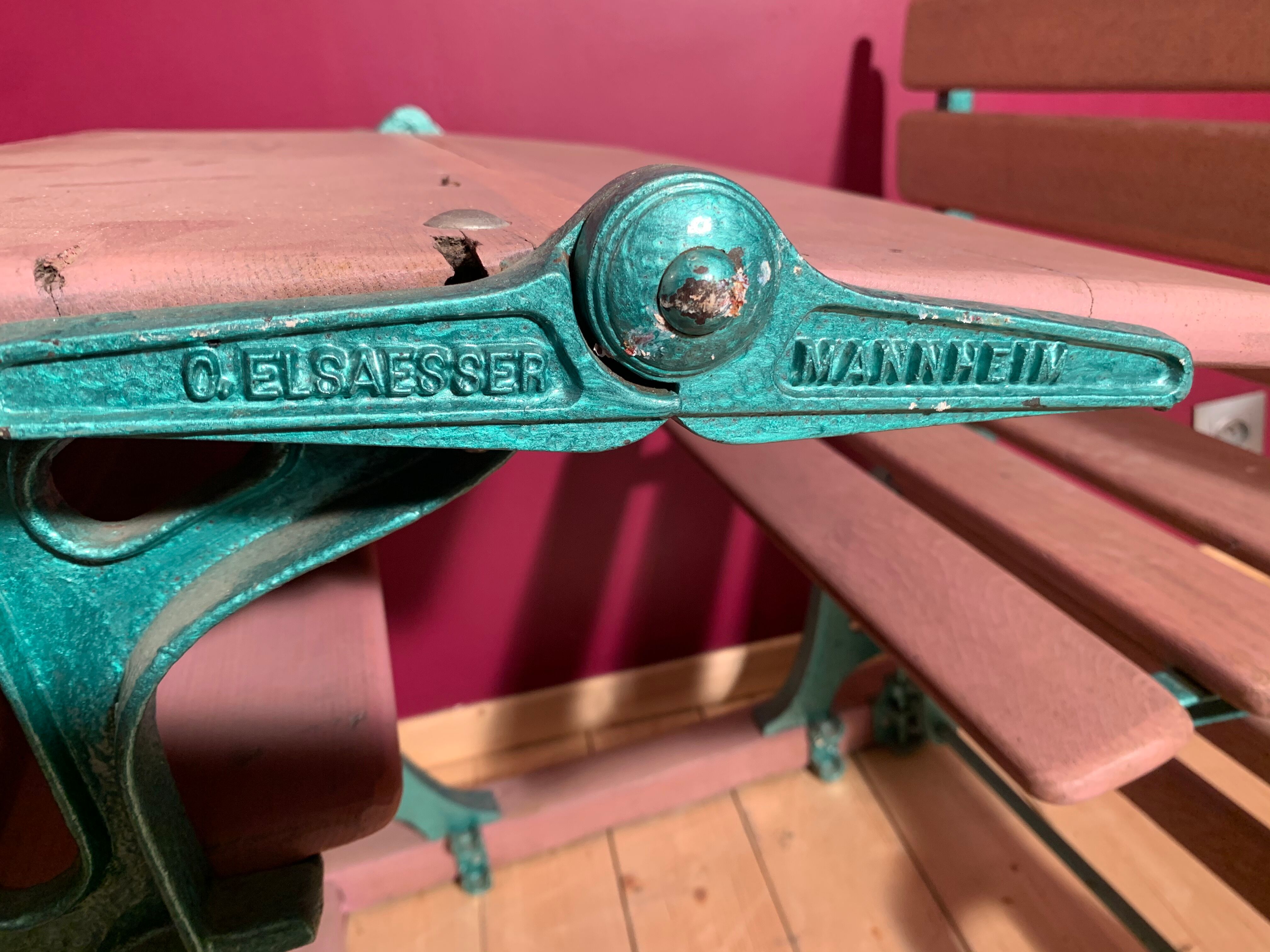 Cast iron and wood school desk