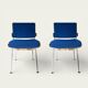 Pair of Marcom chairs in electric blue fabric, teak and chrome metal, 1970.