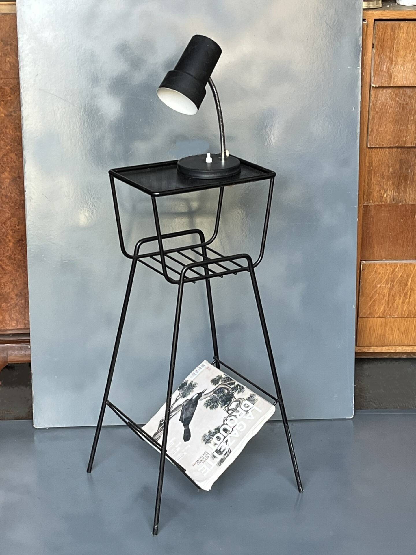 Selette années 60 en métal laqué noir et laiton