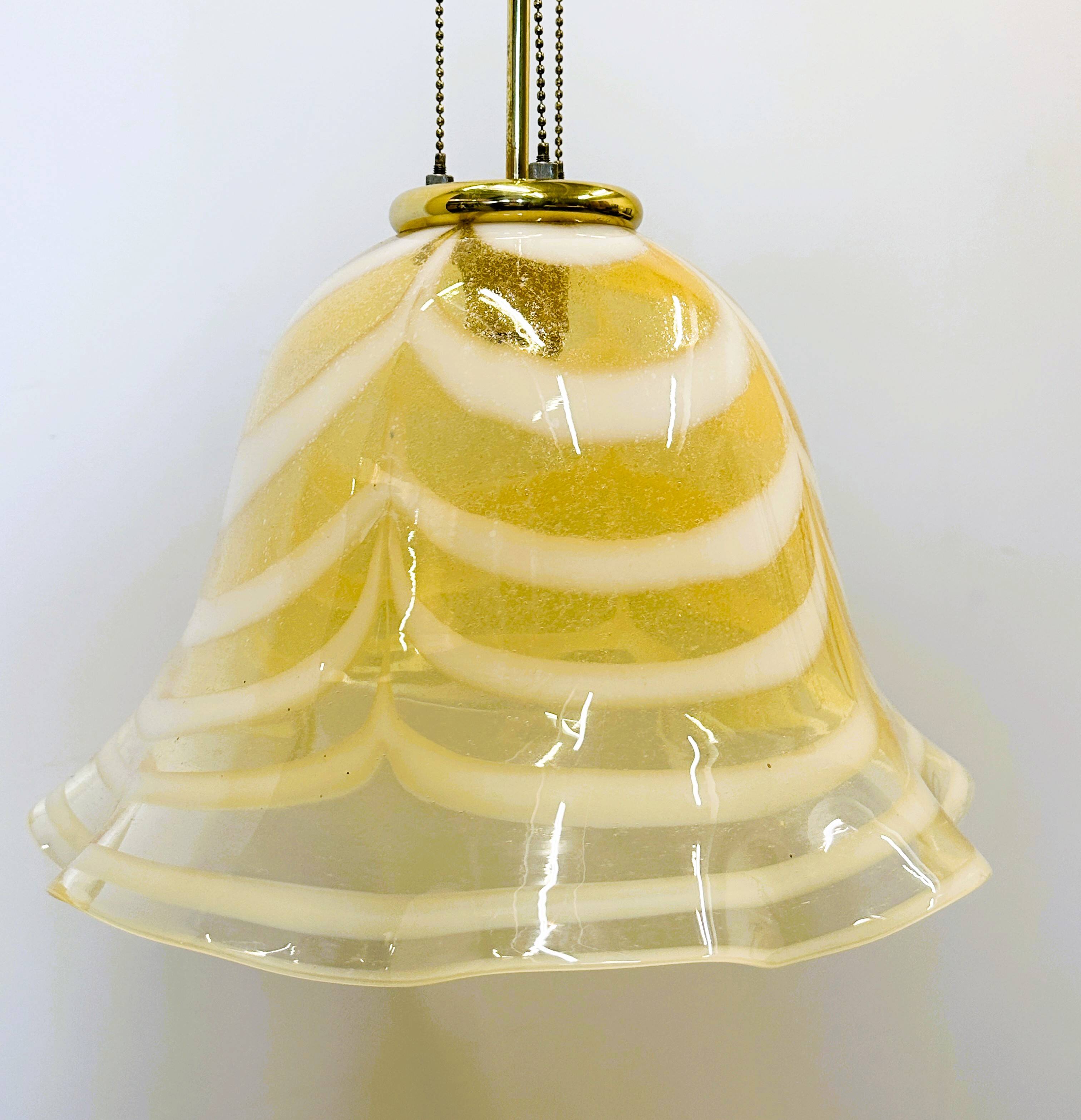 Original Venetian Murano Striped Art Glass Pendant Lamp Fazzoletto, Italy,