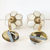 Pair of mother-of-pearl flower sconces