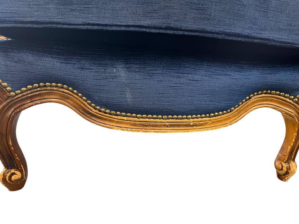 Vintage blue baroque sofa / three-seater / armchair