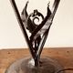 Art deco table lamp with hammered wrought iron base and tulip muller brothers lunéville signed