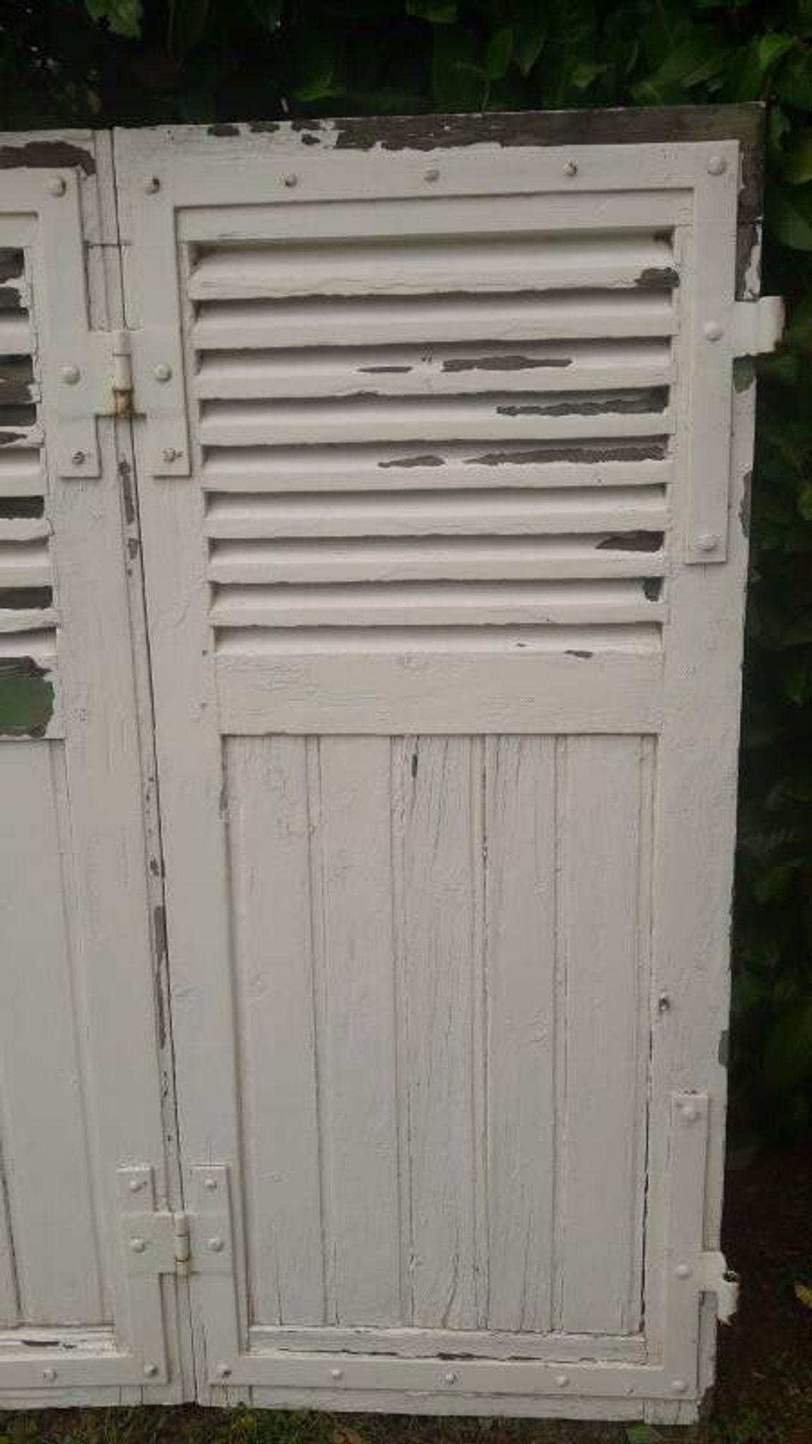 Volets 4 vantaux H148xL245cm persiennes chêne anciens paire 1