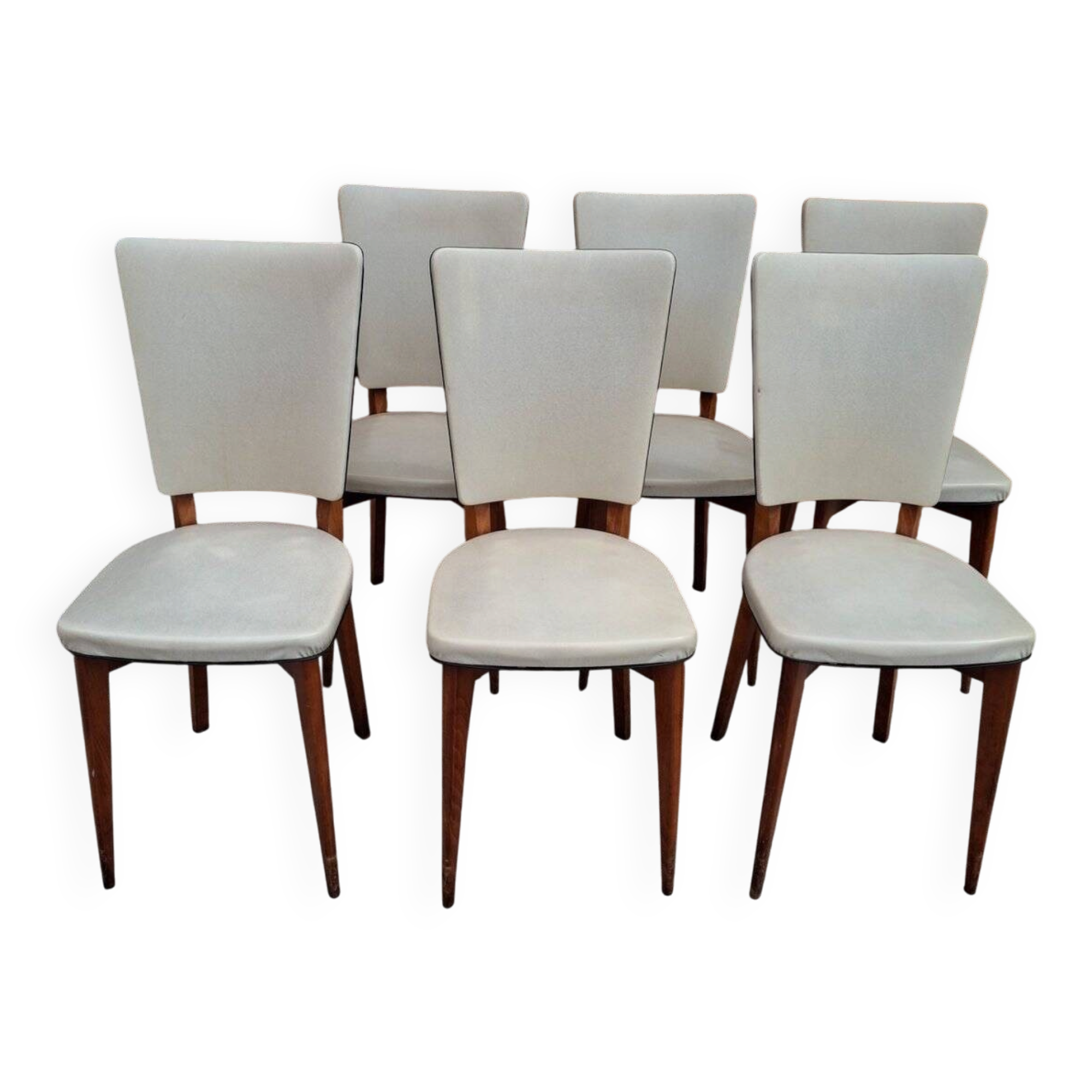 Lot 6 chaises Mid-Century scandinaves années 50-60 pieds compas vintage