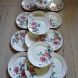 12 antique flat plates + HBCM soup tureen