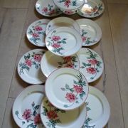 12 assiettes plates anciennes + soupière HBCM