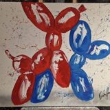 Tableau signé par Henry Escobar, Chiens Ballons XL