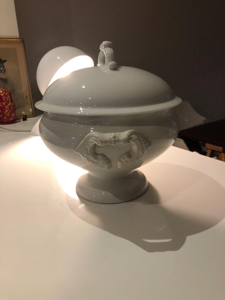 White faience tureen