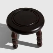 French Art Deco Tripod Stool in Chestnut, Attributed to Dudouyt, 1940s