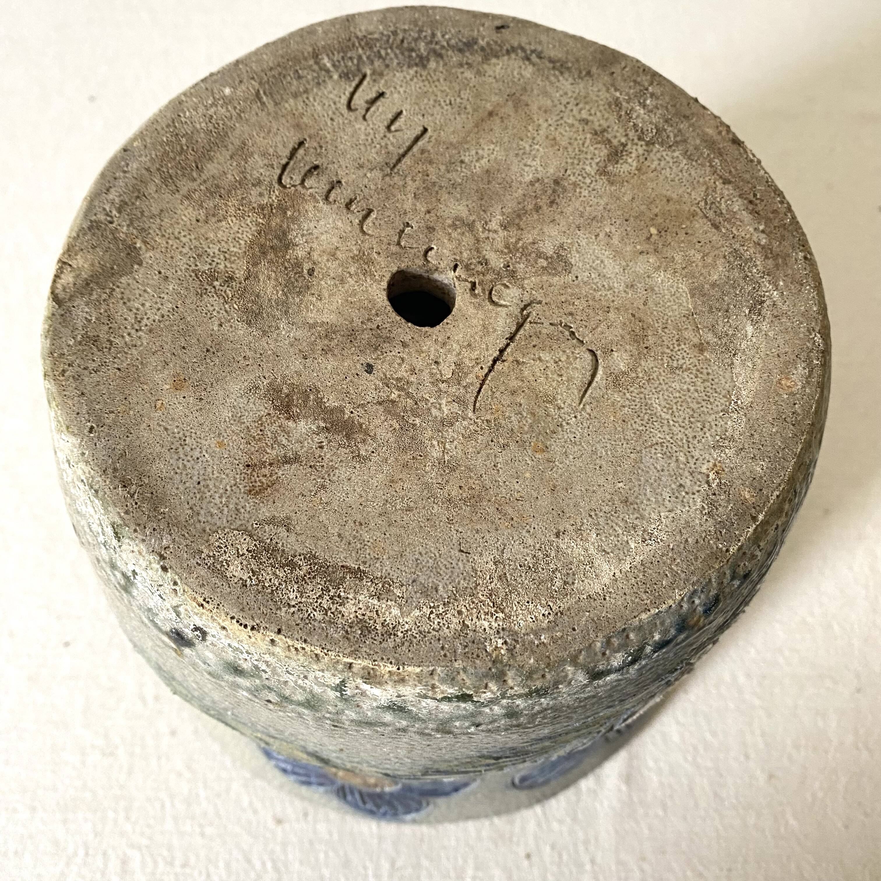 Flowerpot and flower pick, salt pottery, 1970s