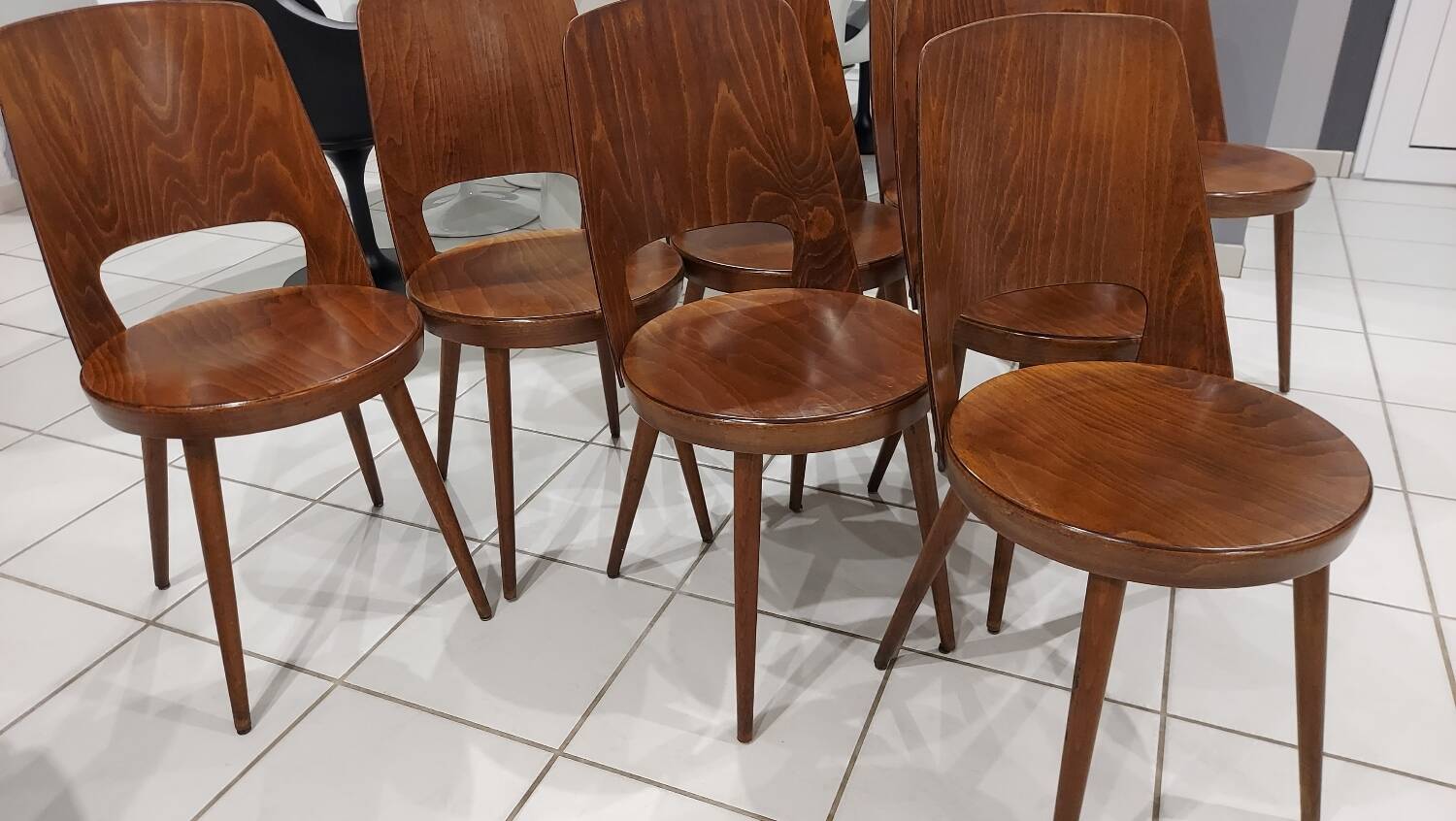 Set of 8 Baumann Bistrot chairs, Mondor model, vintage 1970s