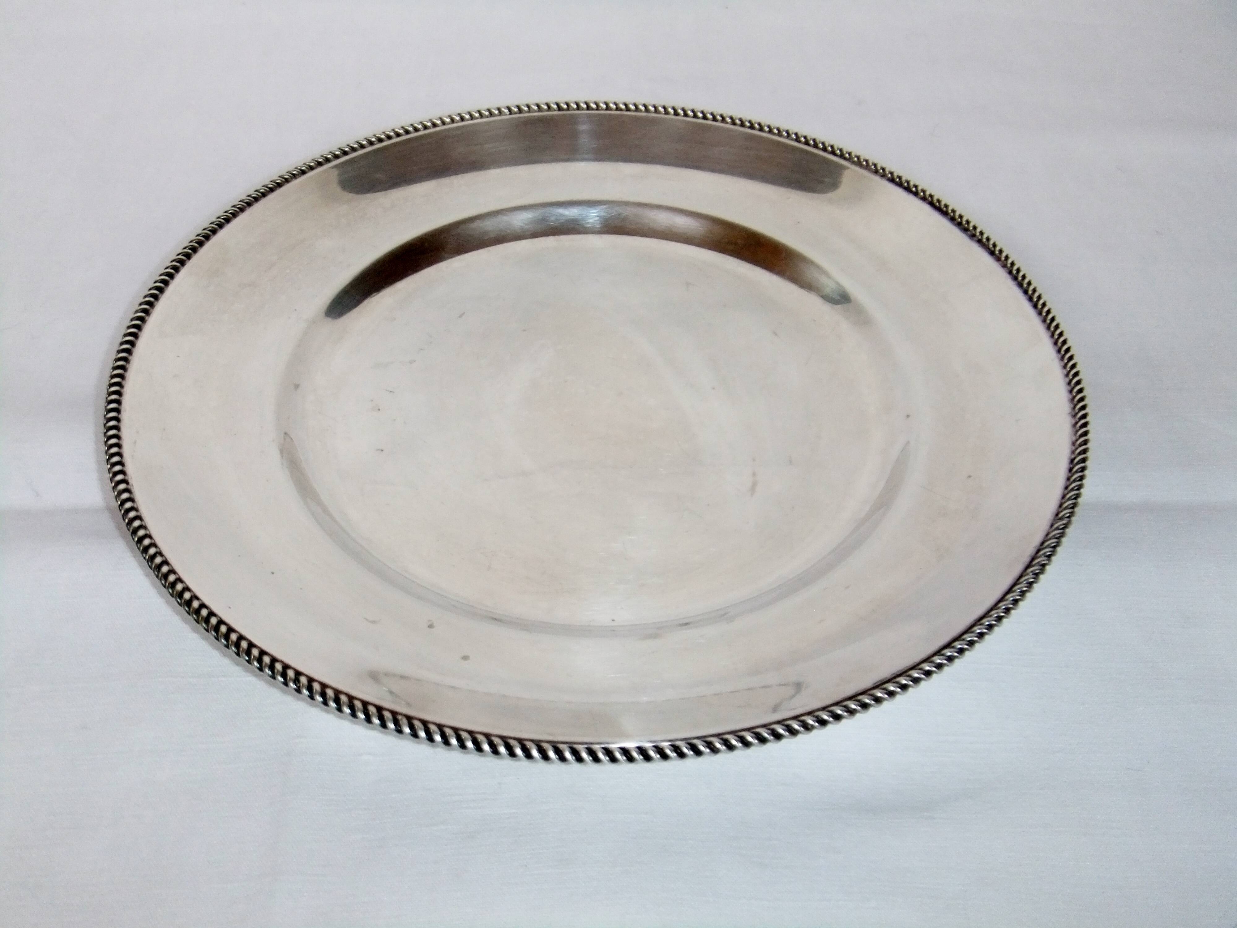 Round table service table tray Silver metal punch WMF