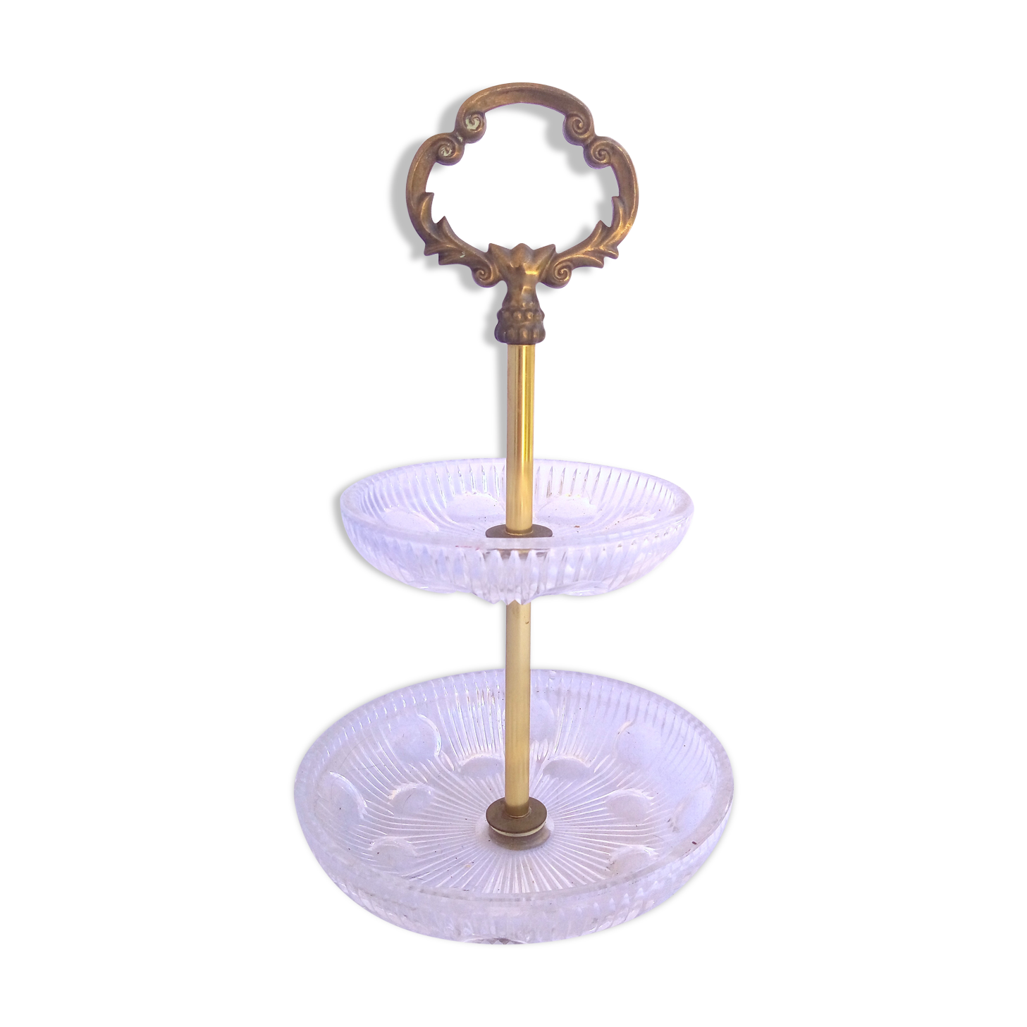 Crafted crystal and brass servant display