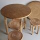 Vintage woven wicker table set | 1980s
