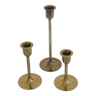 Set of 3 scandinavian brass candlesticks 1960