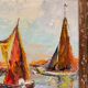 Tableau ancien, Marine à Saint-Tropez, signé, années 50/60