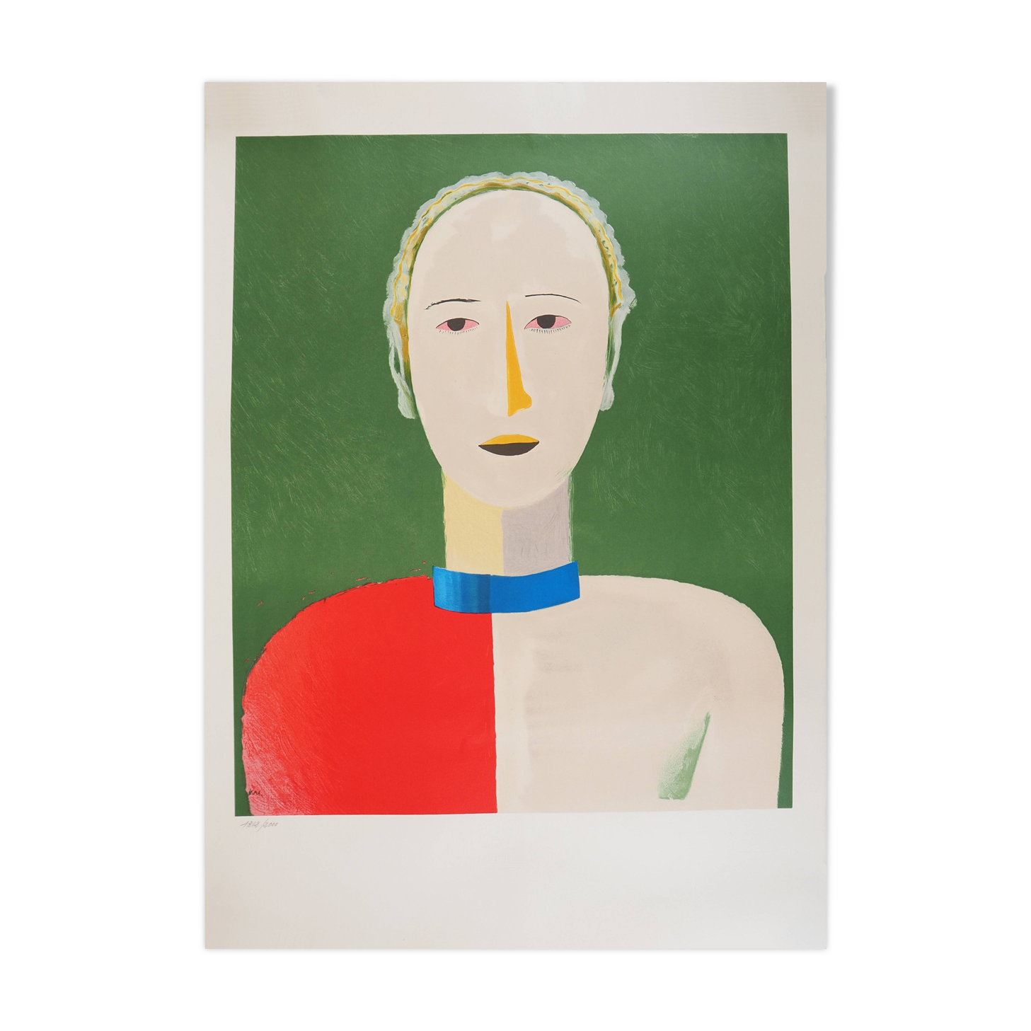Kasimir Malevich: Smiling portrait, signed lithograph (Mourlot)