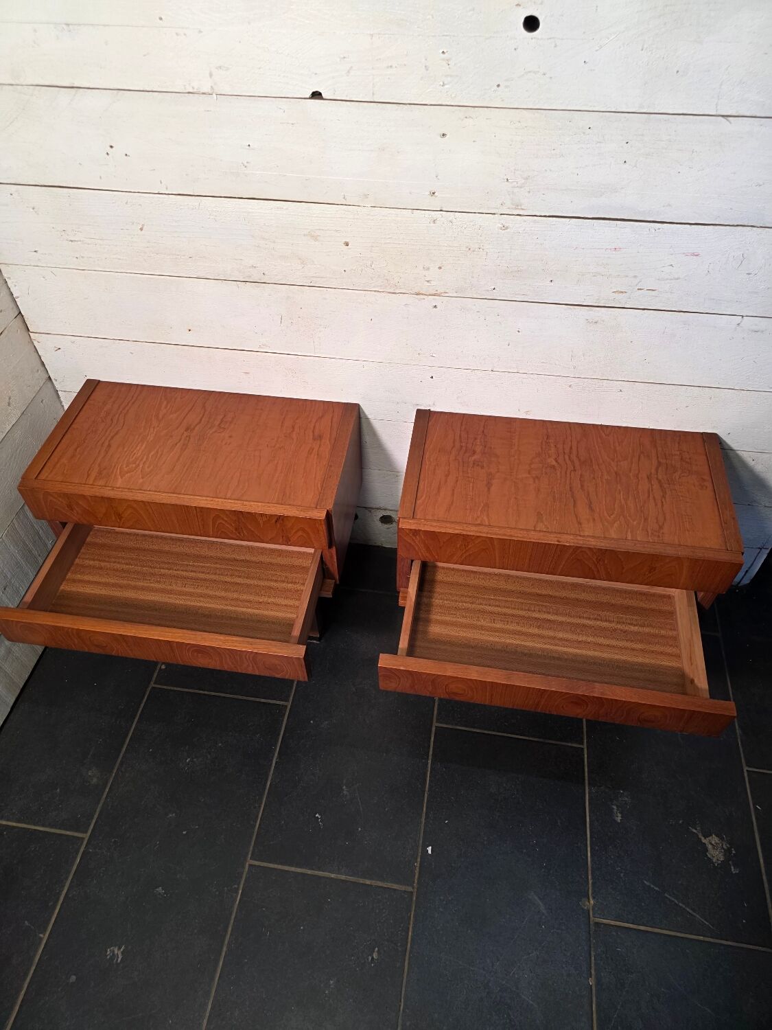Pair of Scandinavian teak bedside tables from the 1960s.