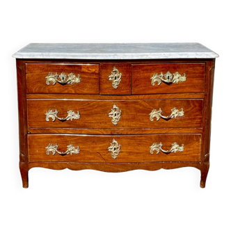 Louis XV Period Chest of Drawers in Mahogany Signed Pierre Roussel, 18th Century