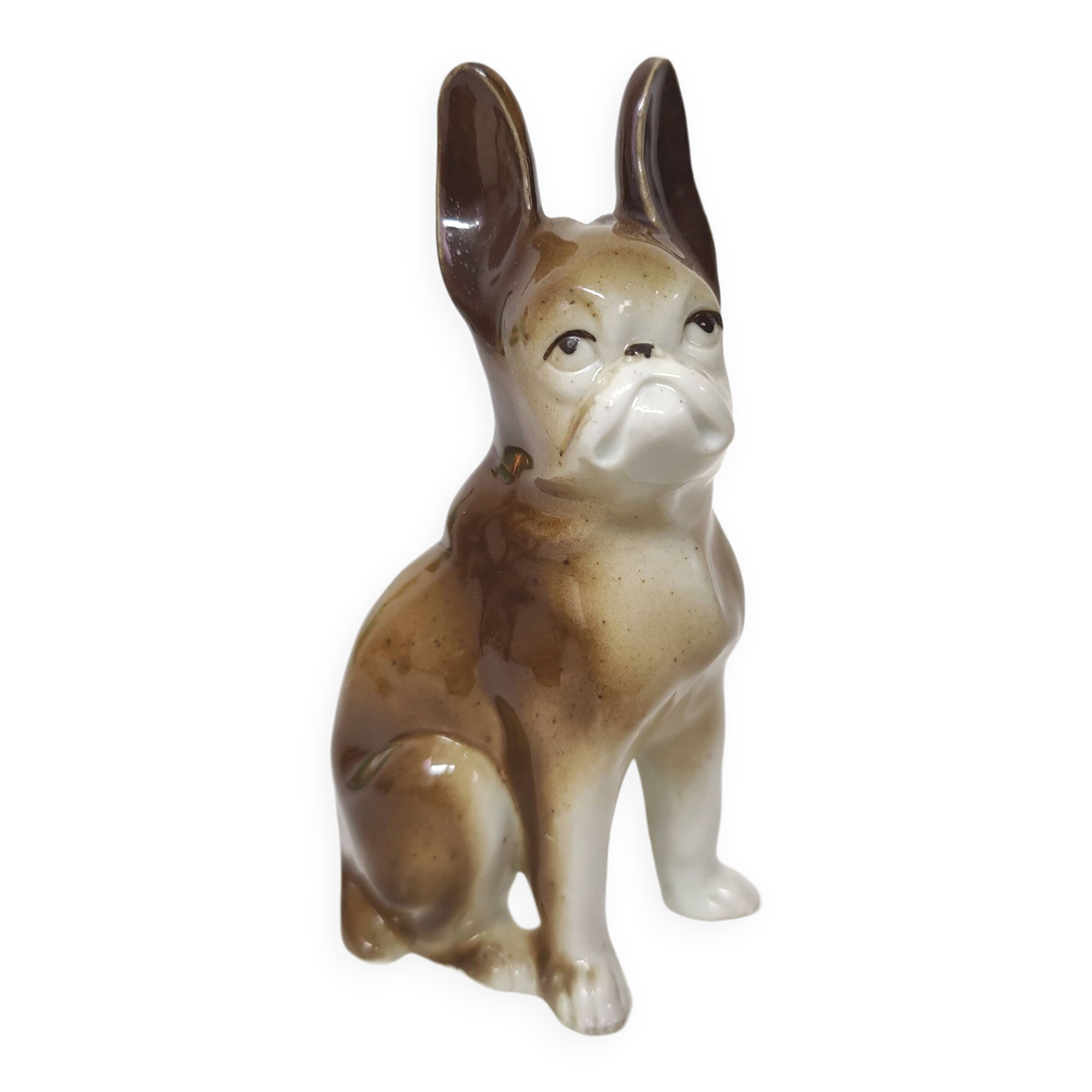 Figurine Bouledogue Ancienne En Céramique – Vintage 1930 – Blanc