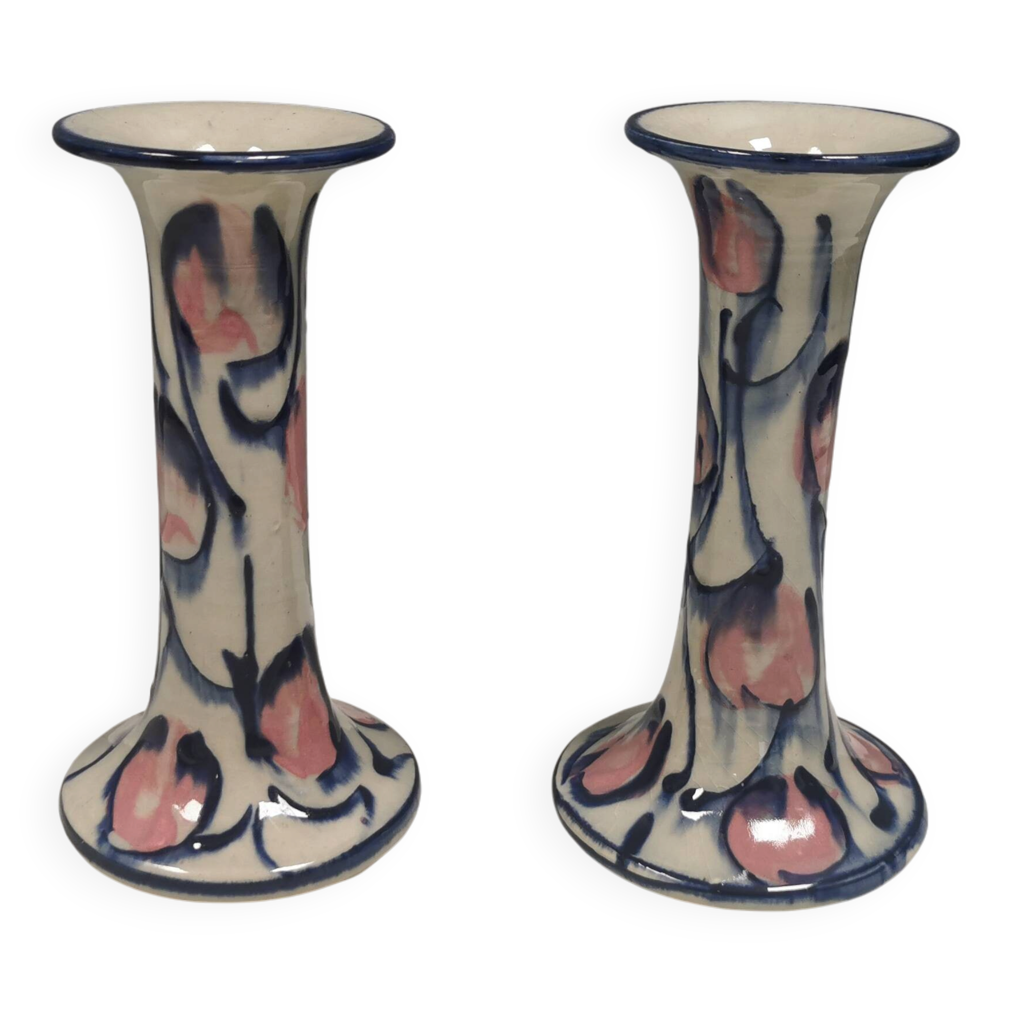 A set of painted ceramic candlesticks from Danish Fyrkat, 1970-80s.