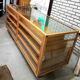 Vintage beech and glass display counter 1970