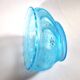 Old oval coupe basket in moulded blue glass, frosted acid, 1900.