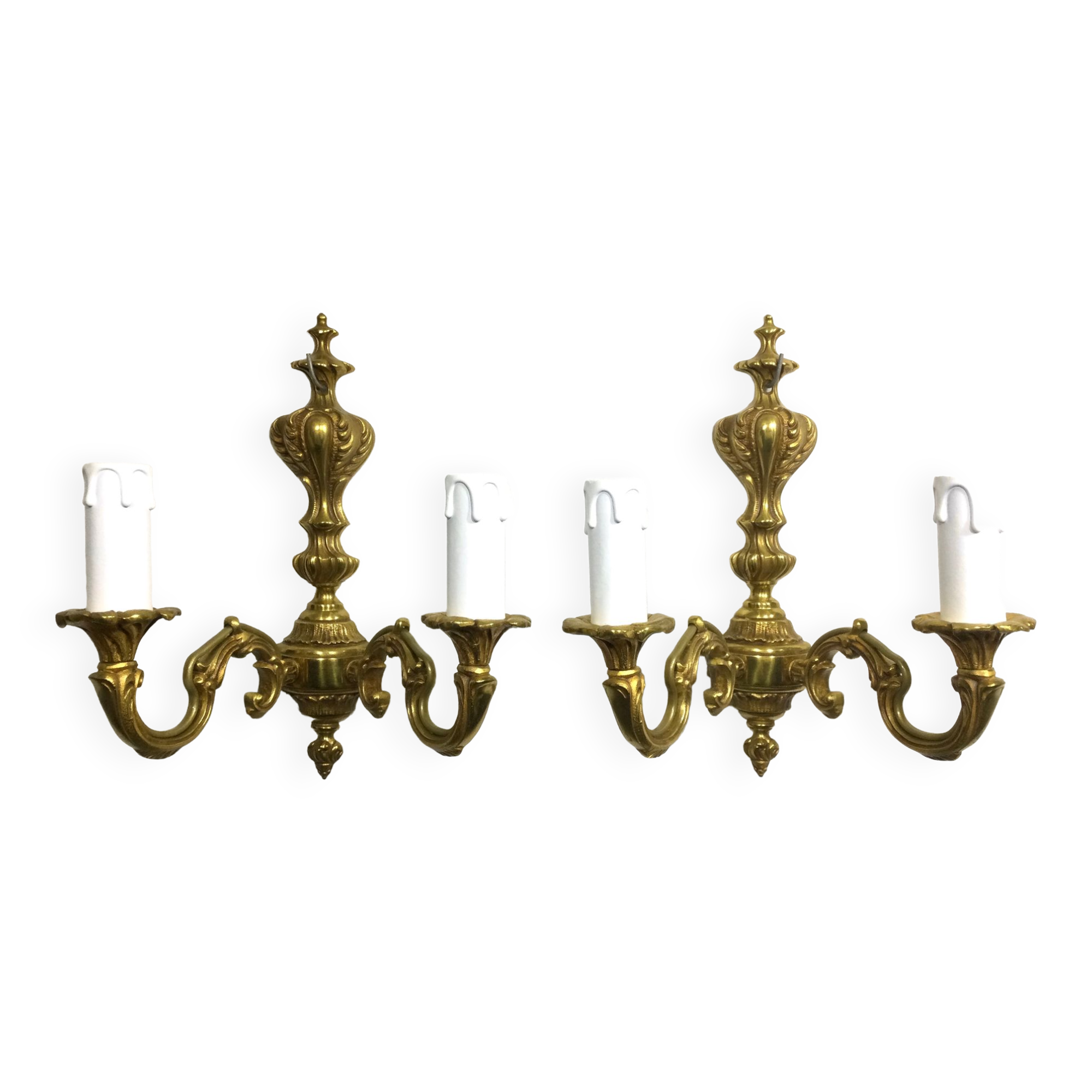 Pair of sconces Bronze 2 lights Louis XV style