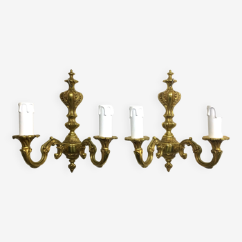 Paire d’appliques Bronze 2 lumières style Louis XV