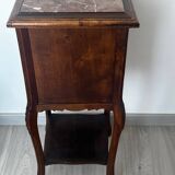 Nightstand / side table in wood and marble, late 19th century.