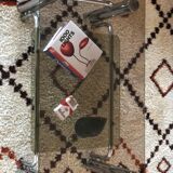 Chromium coffee table and 1970s smoked glass