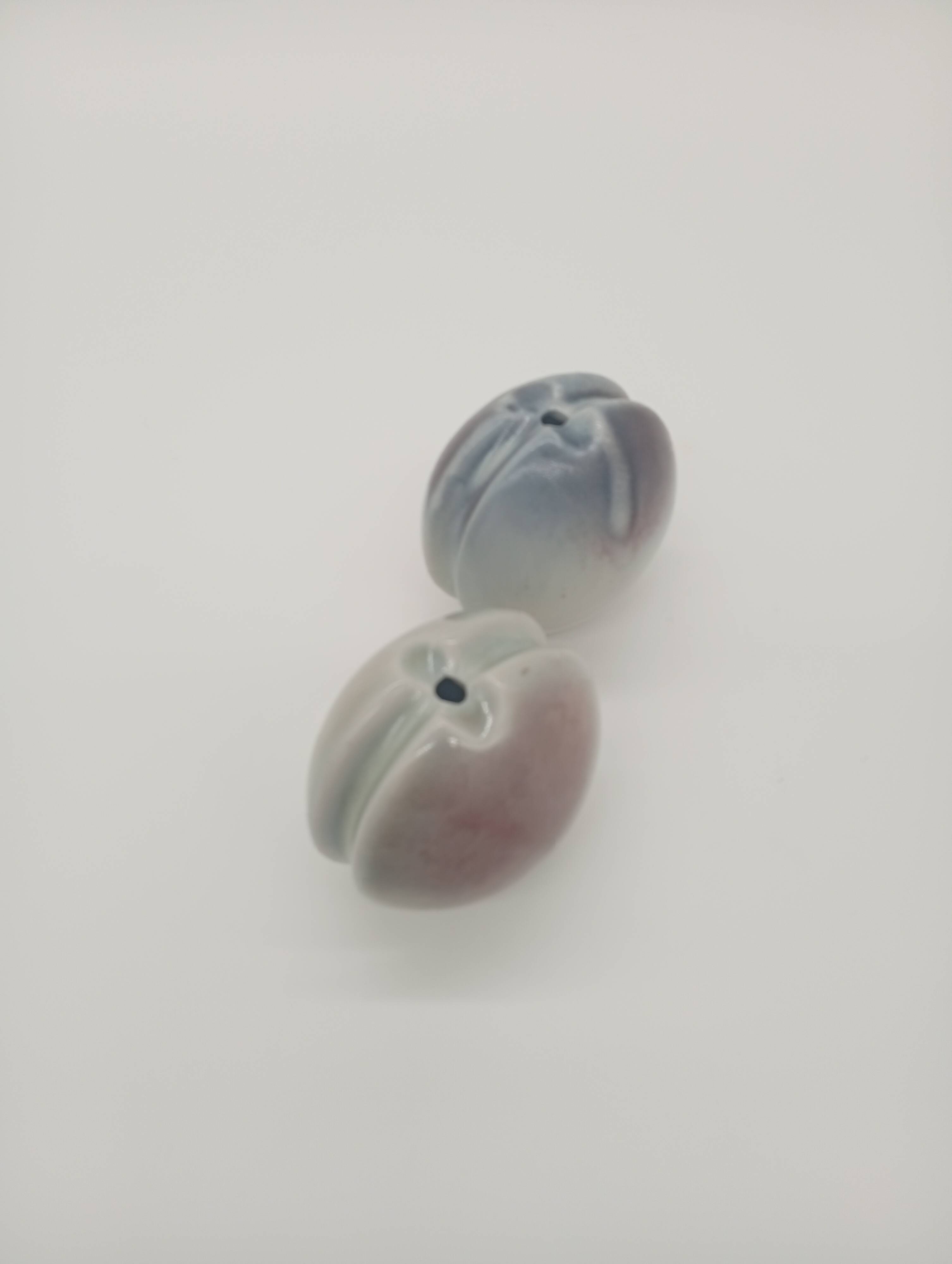 Duo 2 Vase Soliflore Lenticular Glazed Stoneware Grey Blue Purple Ceramic