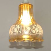 Vintage French signed Vianne amber glass ceiling light with floral decoration 4523