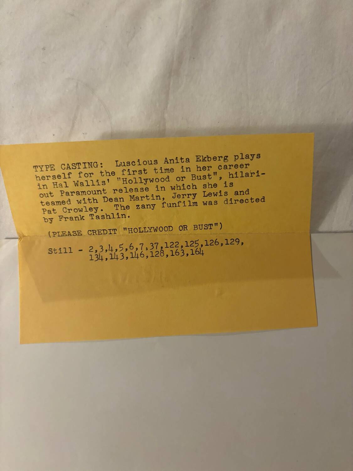 Original film photo of Anita Ekberg in the film Hollywood or Bust