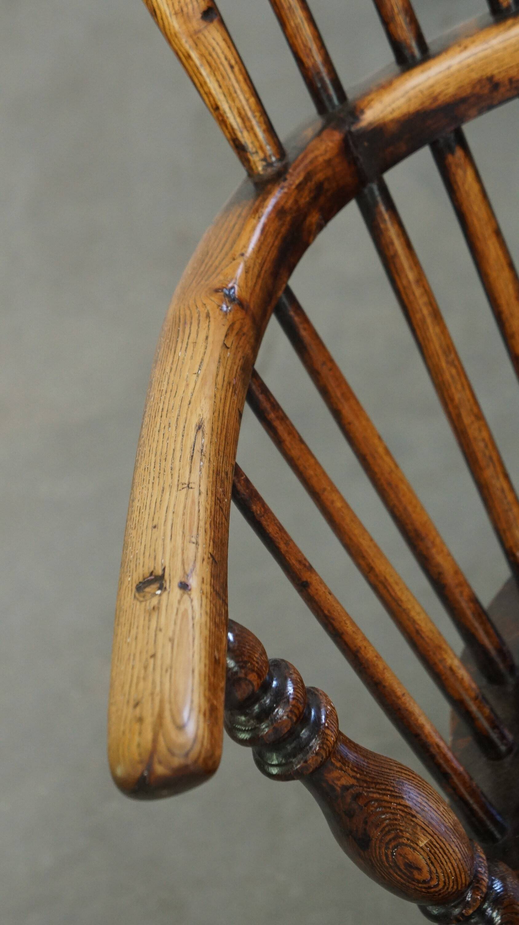 Beautiful, practical antique English highback Windsor chair with a lovely patina