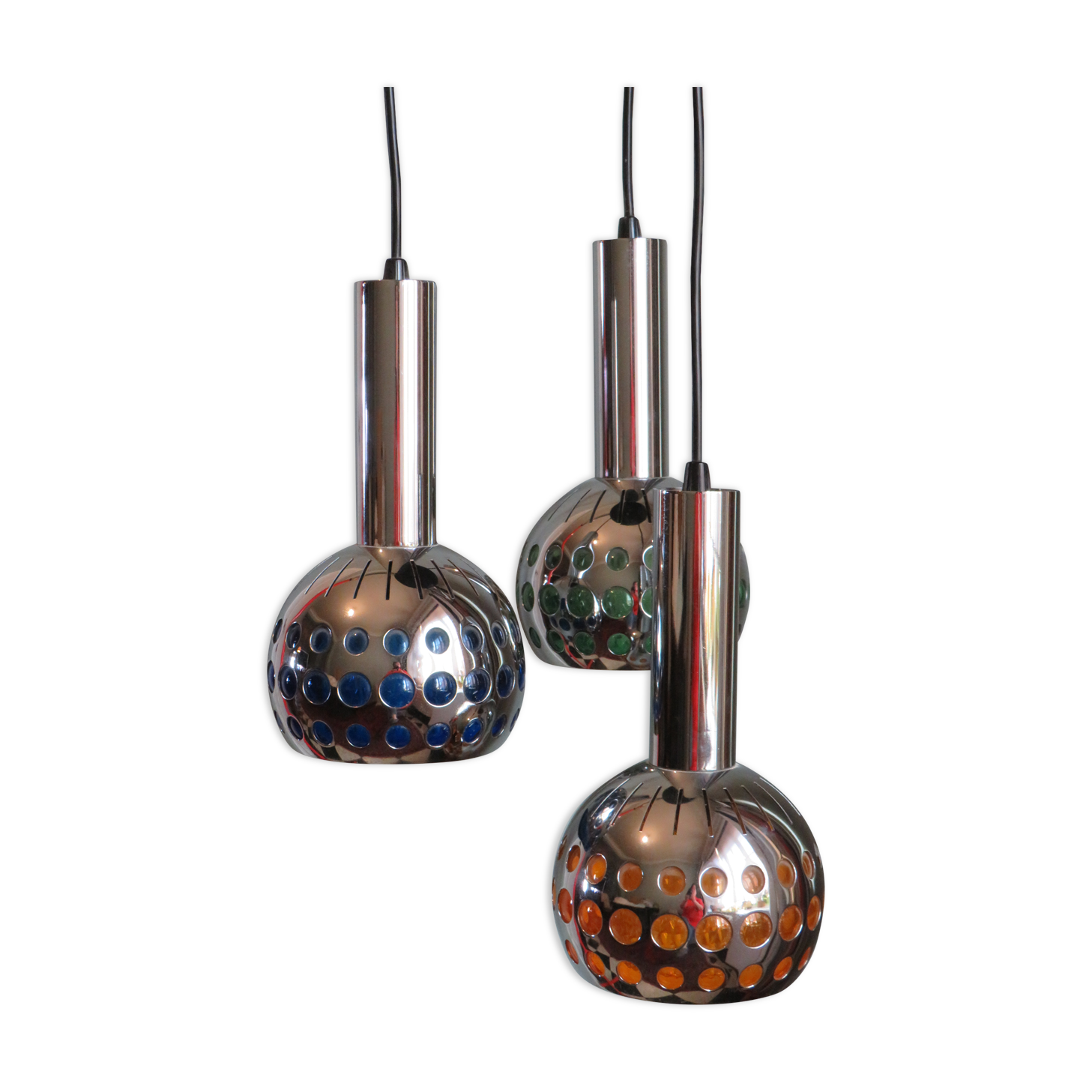 Mid Century Cascade suspension with 3 light points, Massive Belgium 1960
