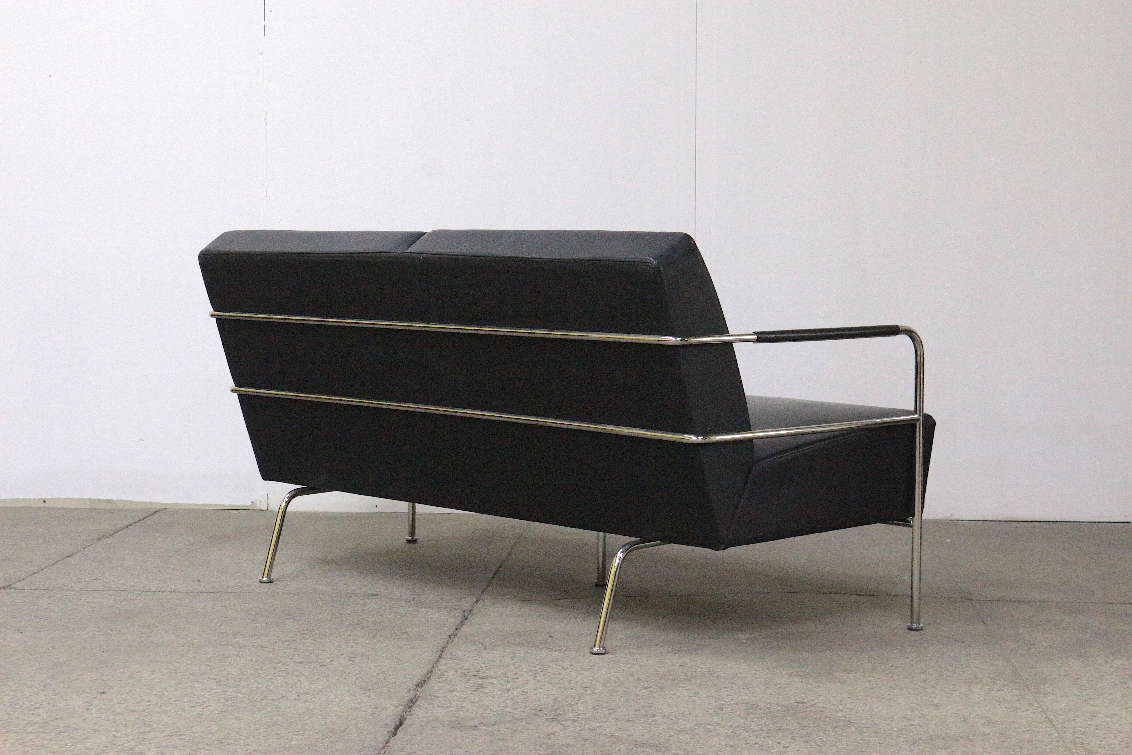 Leather & chrome sofa by Gunilla Allard, Sweden 1994
