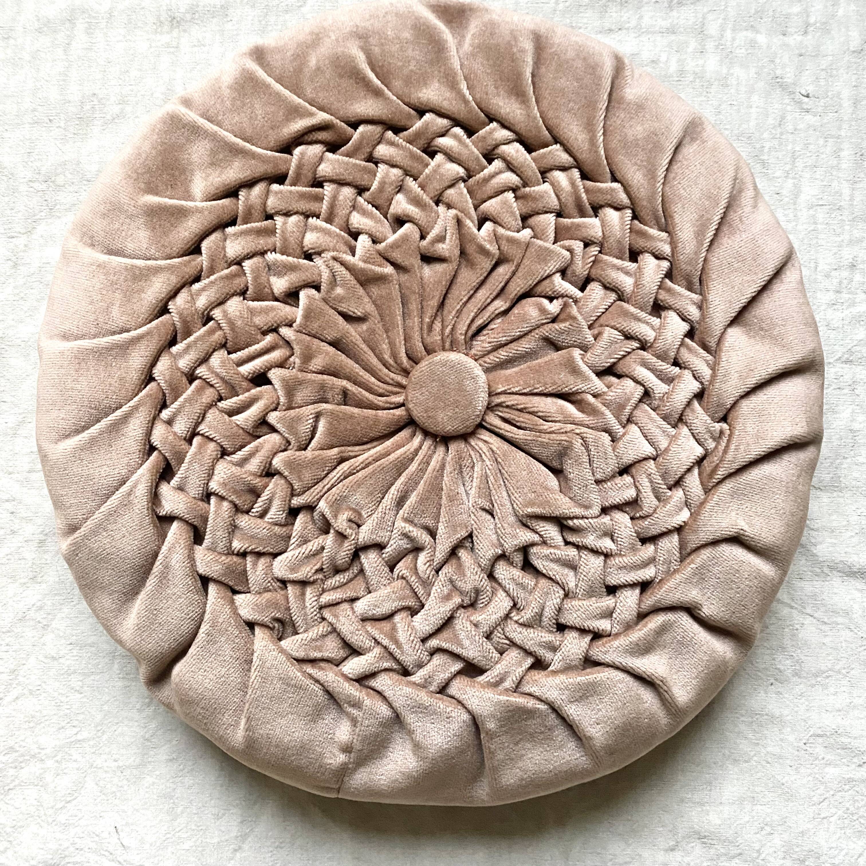 Vintage pleated velvet cushion