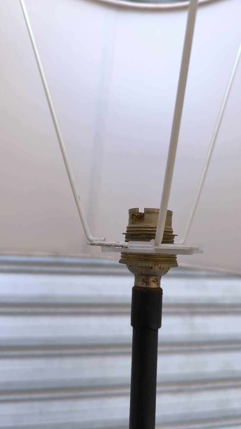 1950s wrought iron tripod floor lamp