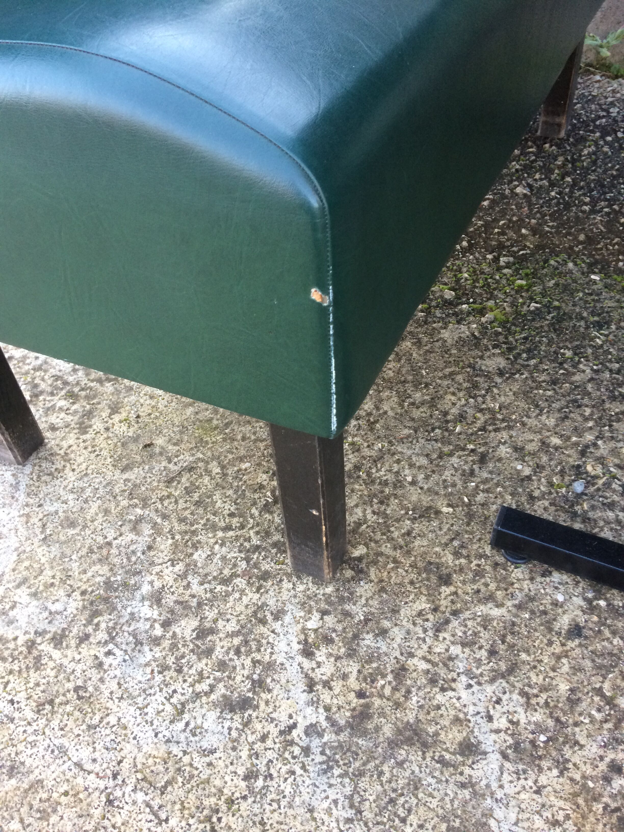 Set of two bistro banquettes plus table