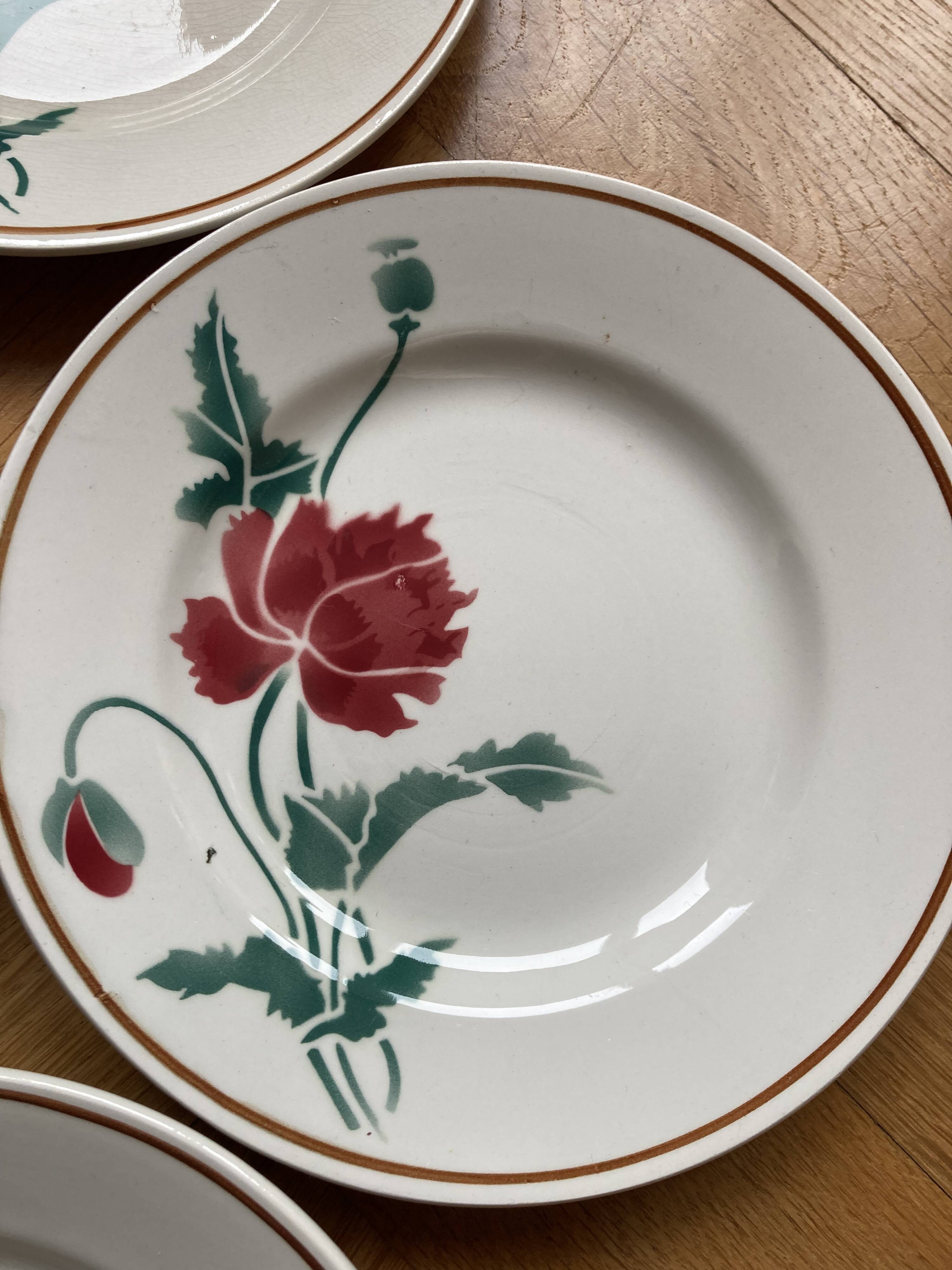 Luxury dessert plates poppies Luxeuil hbcm