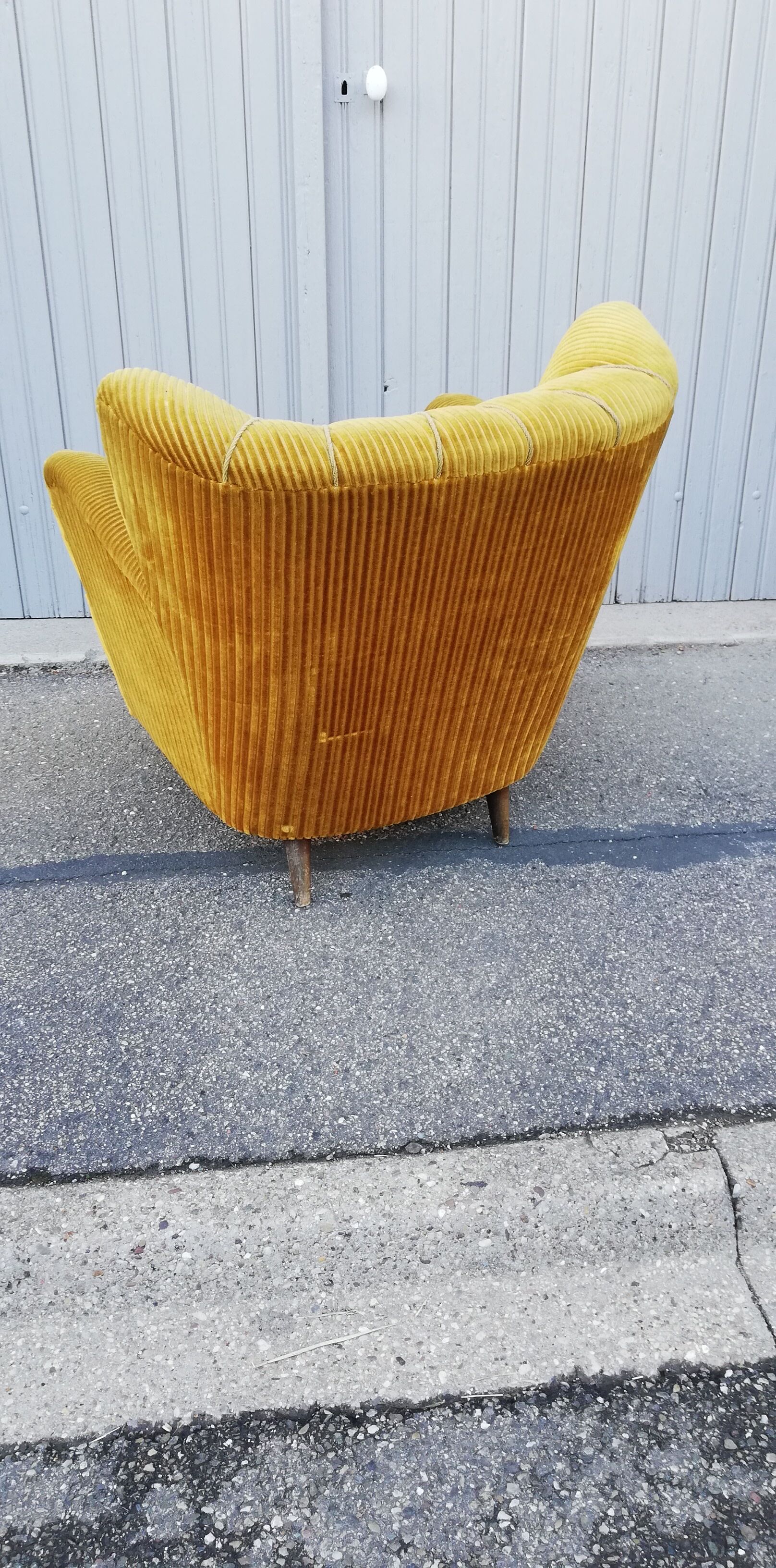 Vintage armchair yellow fabric