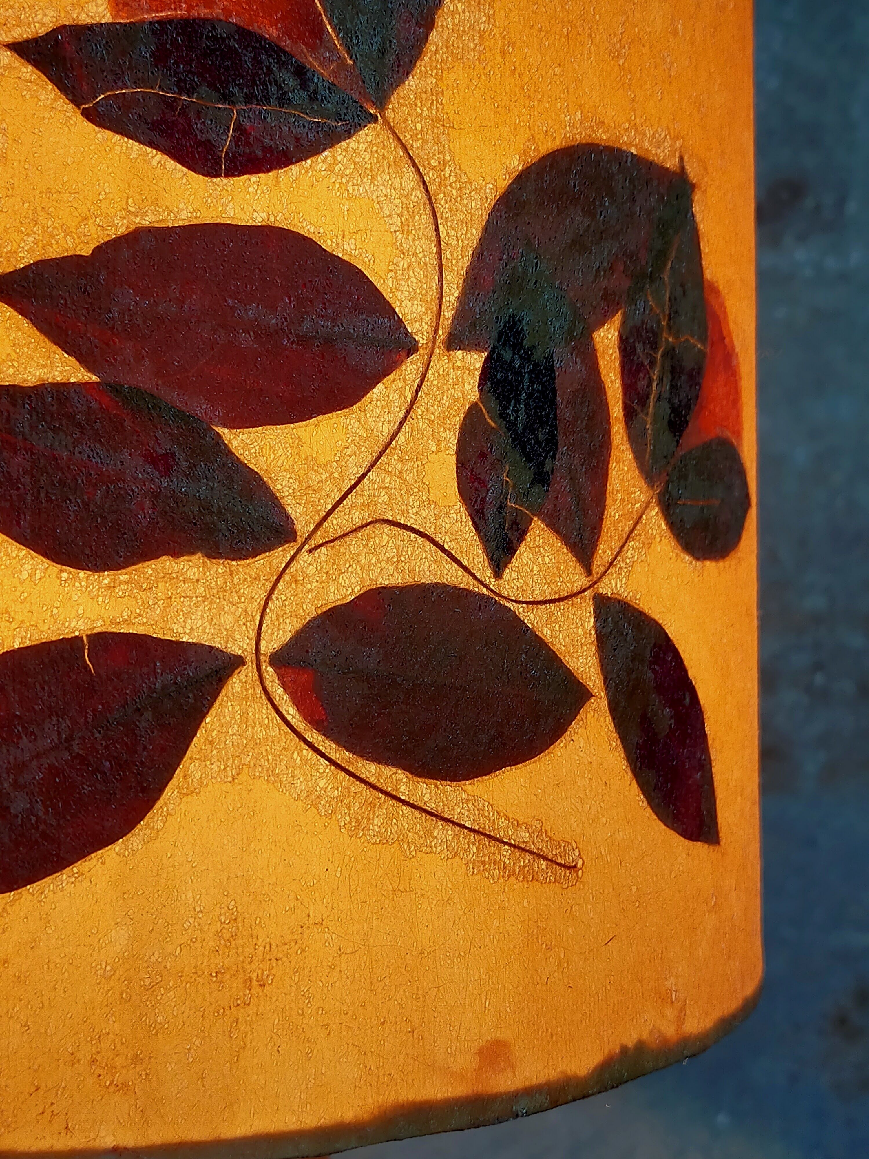 Vintage solid wood lamp and herbarium lampshade