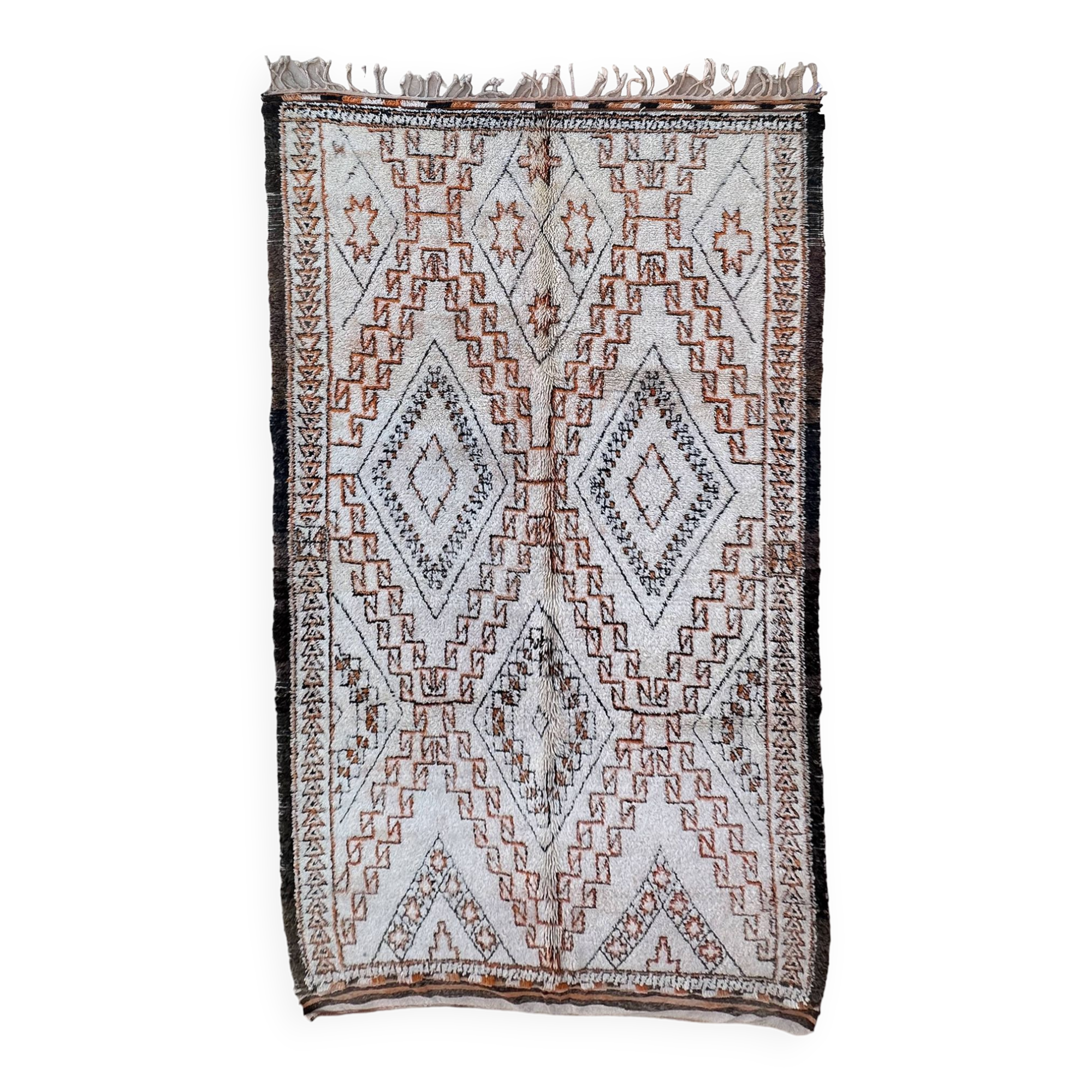 Beni Ourain Moroccan rug white - 190 x 338 cm