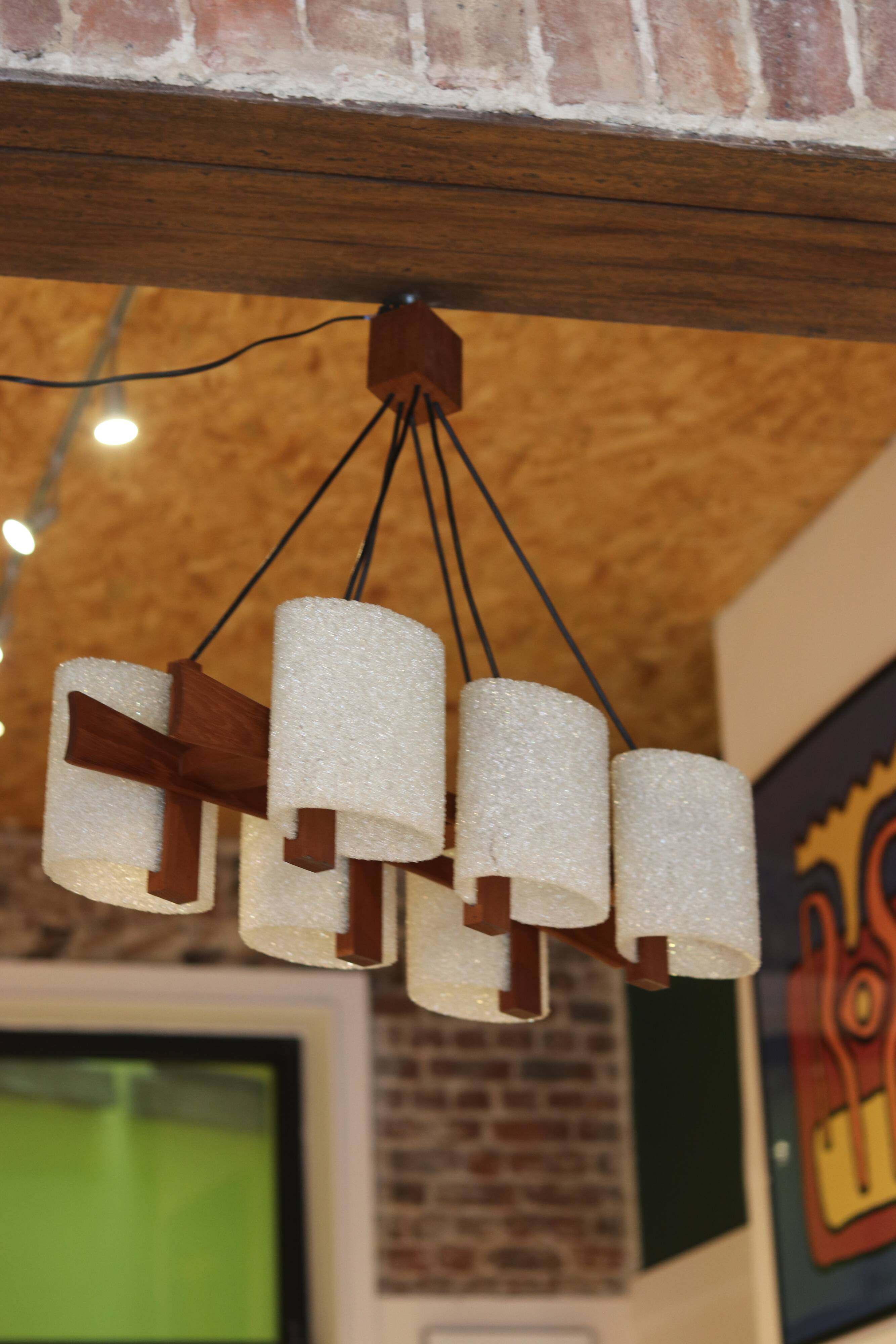 Teak & Perspex granite chandelier (60s)