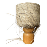 50s wood and straw lamp