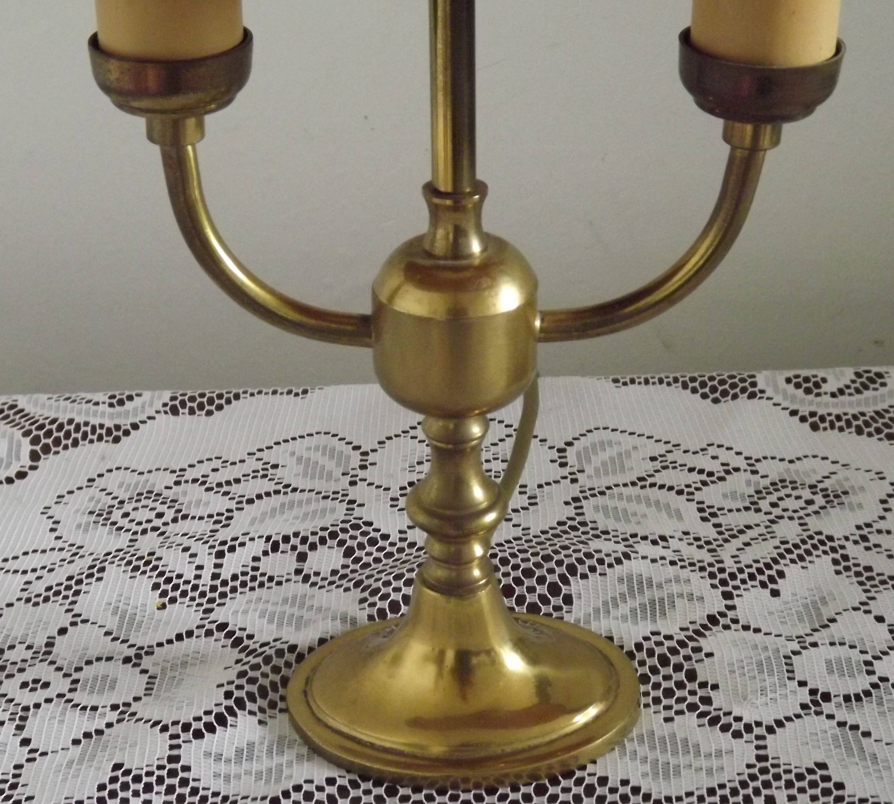 2 Light French Vintage Brass Boulotte Table Lamp With Cream Fabric Shade